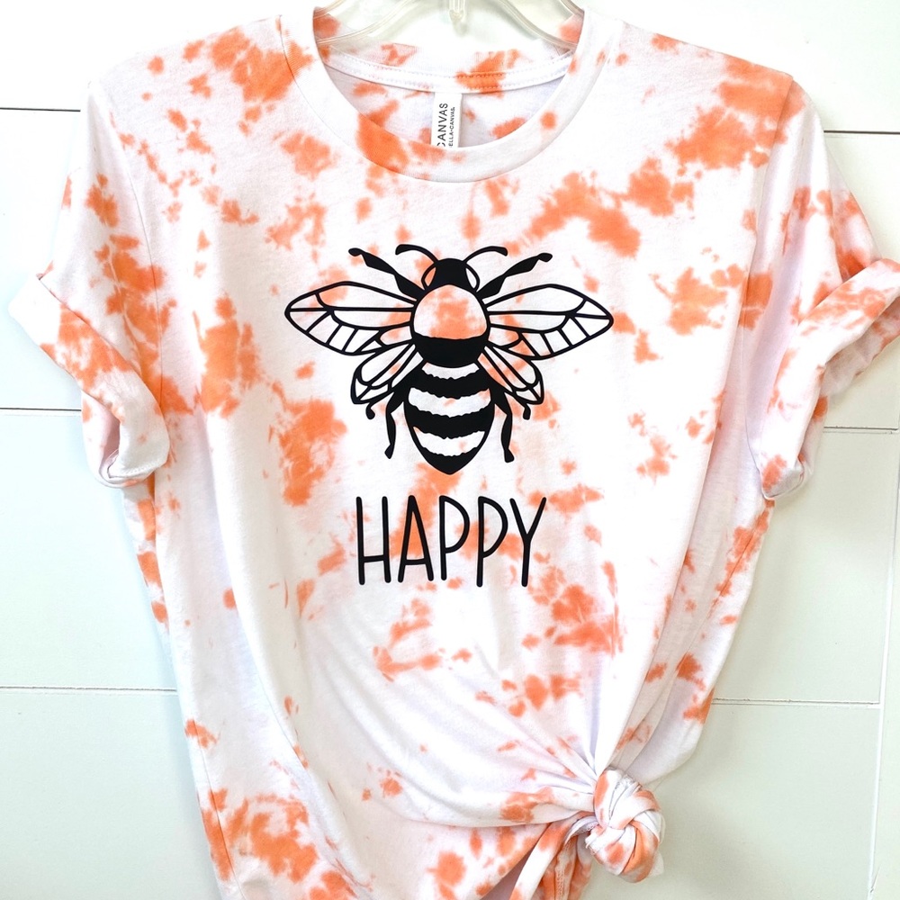 Bee Be Happy tie dye graphic tee t-shirt top